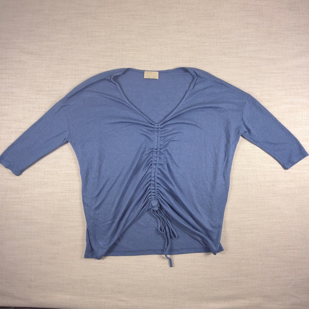 Kerisma Blue Ruched Drawstring V-Neck Viscose Top S/M